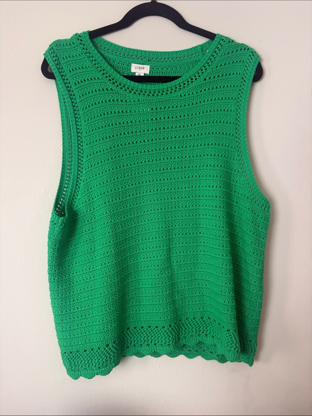 J. Crew Bright Green Crochet Sleeveless Tank